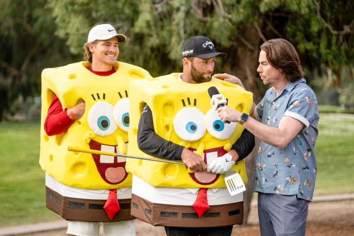 Rahm (center) claims he wouldn’t have even competed in the Slime Cup if he wasn’t going to get doused in the radioactive-looking stuff. “That’s the whole fun of it, right?” he asks.